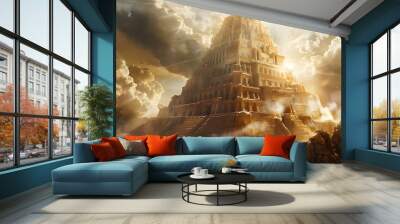 Ancient Babylons Tower of Babel from the Bibles New Testament era. Concept Religious Symbolism, Ancient Architecture, Biblical Narrative, Historical Landmark Wall mural