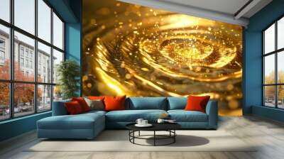 Artistic Representation of Alchemical Process Gold Transformation with Swirling Vapors and Gold. Concept Alchemy, Transformation, Artistic Representation, Swirling Vapors, Gold Wall mural