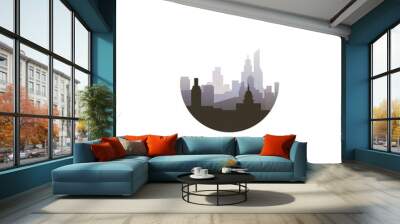 Austin cityscape, vector gradient badge, flat skyline logo, icon. USA, Texas state city round emblem idea with landmarks and building silhouettes. Isolated abstract graphic Wall mural