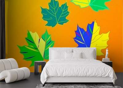 autumn leaves background autumn, leaf, leaves, maple, fall, nature,  pattern, season, orange, tree, illustration, seamless, plant, yellow, design, foliage, color, oak, wallpaper, set, brown Wall mural