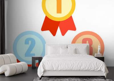 Award ribbon with 1,2,3 places vector icon set Wall mural