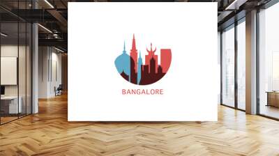 Bangalore cityscape skyline city panorama vector flat modern logo icon. India Karnataka state emblem idea with landmarks and building silhouettes Wall mural