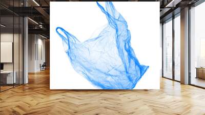 Blue plastic bag on white background. Isolated Wall mural