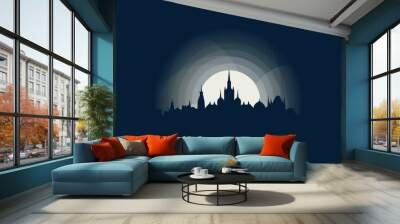 Bordeaux cityscape skyline city panorama vector flat modern banner illustration. France, Nouvelle-Aquitaine region emblem idea with landmarks and building silhouettes at sunrise sunset night Wall mural