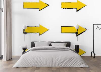 Set of vector yellow decorative arrows Wall mural