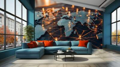 Connecting worldwide through strategic business planning and client engagement for success. Concept Global Market Expansion, Business Strategy, Client Relationships, Success Planning Wall mural