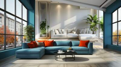 Contemporary living room with air conditioning unit and room divider. Concept Contemporary Interior Design, Air Conditioning Unit, Room Divider, Modern Living Room, Home Decor Wall mural