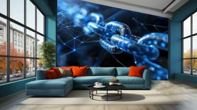 Cuttingedge digital ecosystem with interconnected blockchain networks for innovative solutions. Concept Blockchain Technology, Digital Ecosystem, Innovative Solutions, Interconnected Networks Wall mural