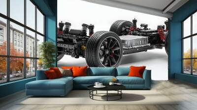 Electric car chassis for undercarriage designed for optimal performance and efficiency. Concept Electric Vehicles, Chassis Design, Optimal Performance, Efficiency, Undercarriage Technology Wall mural