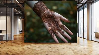 Henna Tattoo Design On Hand. Generative AI Wall mural