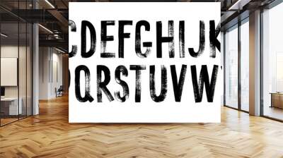 Grunge alphabet with capital letters. Dirty textured vector font. Typographic distressed font with dry brush strokes. Hand drawn characters with a rough inked texture. Uppercase letters. Wall mural