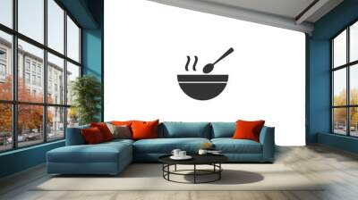 Hot soup, bowl with spoon vector icon Wall mural