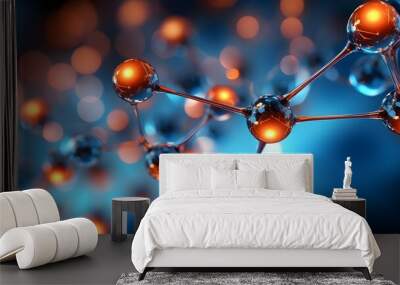 In-depth Molecular Structure Background for Scientific Purposes. Concept Molecular Structure, Chemical Bonding, Polymer Chemistry, Spectroscopy Analysis, Nanotechnology Research Wall mural