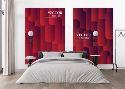 Two vector flyer templates in red color with gradient effect. Abstract wallpaper for business brochure,  cover design. Wall mural