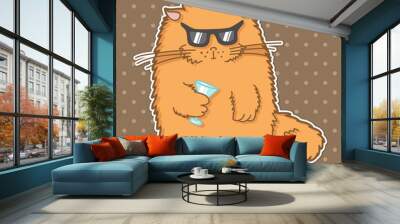 funny cartoon cat Wall mural