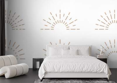 Line half sunburst natural color frame icon set Wall mural