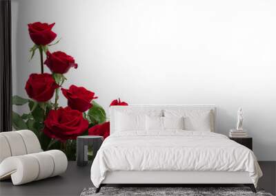 Flowers red roses on a white background with space for text Wall mural