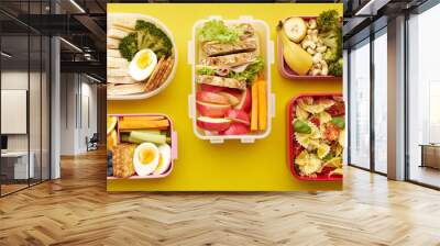 School lunchbox with healthy meal Wall mural