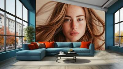 portrait of a beautiful red-haired girl Wall mural