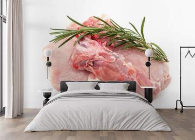 Raw meat steak with rosemary. Wall mural