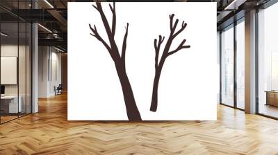 Set of two dry old branches on white background Wall mural