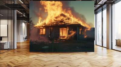 The burning house Wall mural