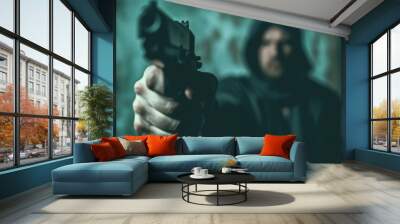 Unknown Male Pointing A Gun Wall mural