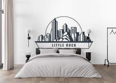 USA United States of America Little Rock city skyline logo. Panorama vector flat US Arkansas state icon, abstract shapes of landmarks, skyscraper, panorama, buildings. Thin line style Wall mural