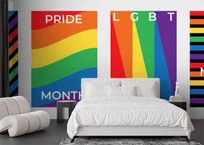 Vector happy lgbtq pride month, lgbtq, gay, social media wishes or greetings with wishes post or banner design with rainbow flag vector illustration Wall mural