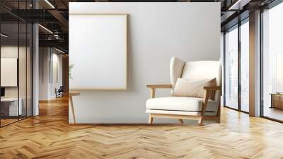 Vertical living room frame mockup for showcasing artwork or photographs. Concept Living Room Decor, Interior Design, Art Display, Home Showcase Wall mural