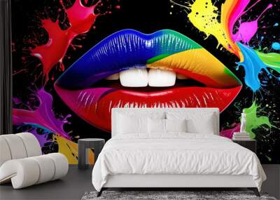 Abstract background of female lips Wall mural