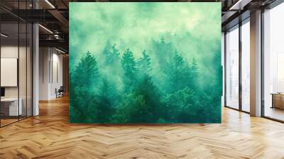 Abstract background of greenery with smoke Wall mural