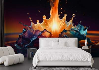 beautiful abstract splashes of glass on a blurred background Wall mural