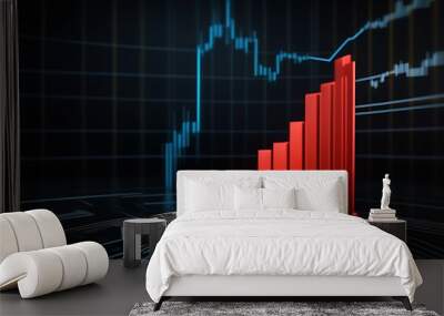 Trading Charts on a Display. Stockmarket online trading chart candlestick on crypto currency platform. Financial business graph chart analysis forex stock market graph background. Bitcoin Wall mural