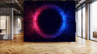 Abstract glowing sphere made of particles, dots and waves , digital technology background. Wall mural