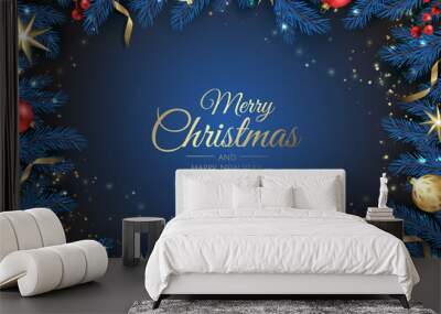 Merry Christmas background with christmas element. Vector illustration Wall mural