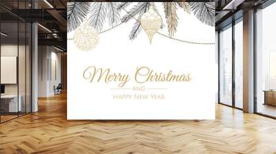 Merry Christmas web banner. Background for invitation or seasons greeting. Wall mural