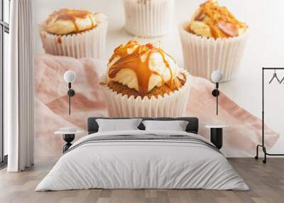 Cupcake with caramel and Lotus cookies Wall mural