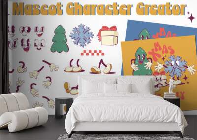 Groovy christmas mascot character creation kit Wall mural