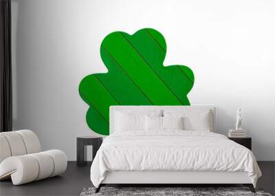 Isolated four leaf clover with stripes on white background. Irish symbol. Shamrock Wall mural