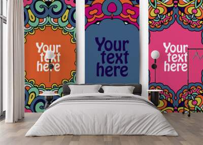 Festive colorful ornamental vector ethnic banner set Wall mural