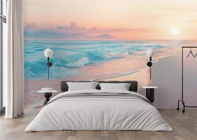 Peaceful beach sunset with soft waves Wall mural