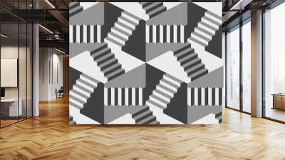 seamless pattern with stairs making an optical illusion. Wall mural