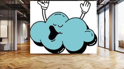 Cloud is a retro cartoon character from the 30s. Vintage comic smile vector illustration. Wall mural