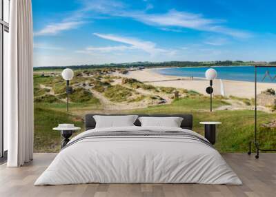 Panorama of Sola beach, sand dunes and resort hotel in the beginning of summer, Stavanger, Norway, May 2018 Wall mural