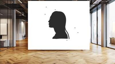 Hand drawn vector abstract graphic illustration art of beauty human head silhouette in simple style for branding,isolated. Feminine logo.Woman silhouette logo design concept art.Simple person icon. Wall mural