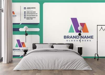 Letter m colorful logo design, letter m logo template suitable for company name and business brand identity. Wall mural