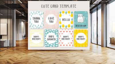 Set of cute baby card template Wall mural