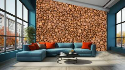 Close-up of roasted coffee beans background Wall mural