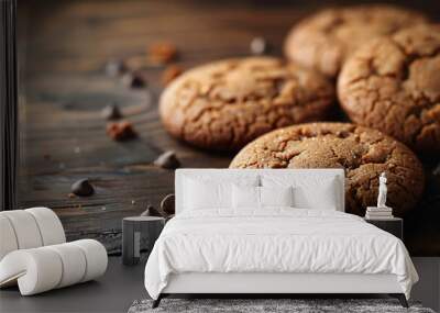 A close-up of cooked oatmeal cookies fills the frame with delicious detail Wall mural